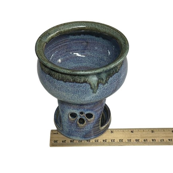 Springer Studio Art Pottery Candle Holder Drip Glaze Tealight Oil Burner Signed - Picture 7 of 8